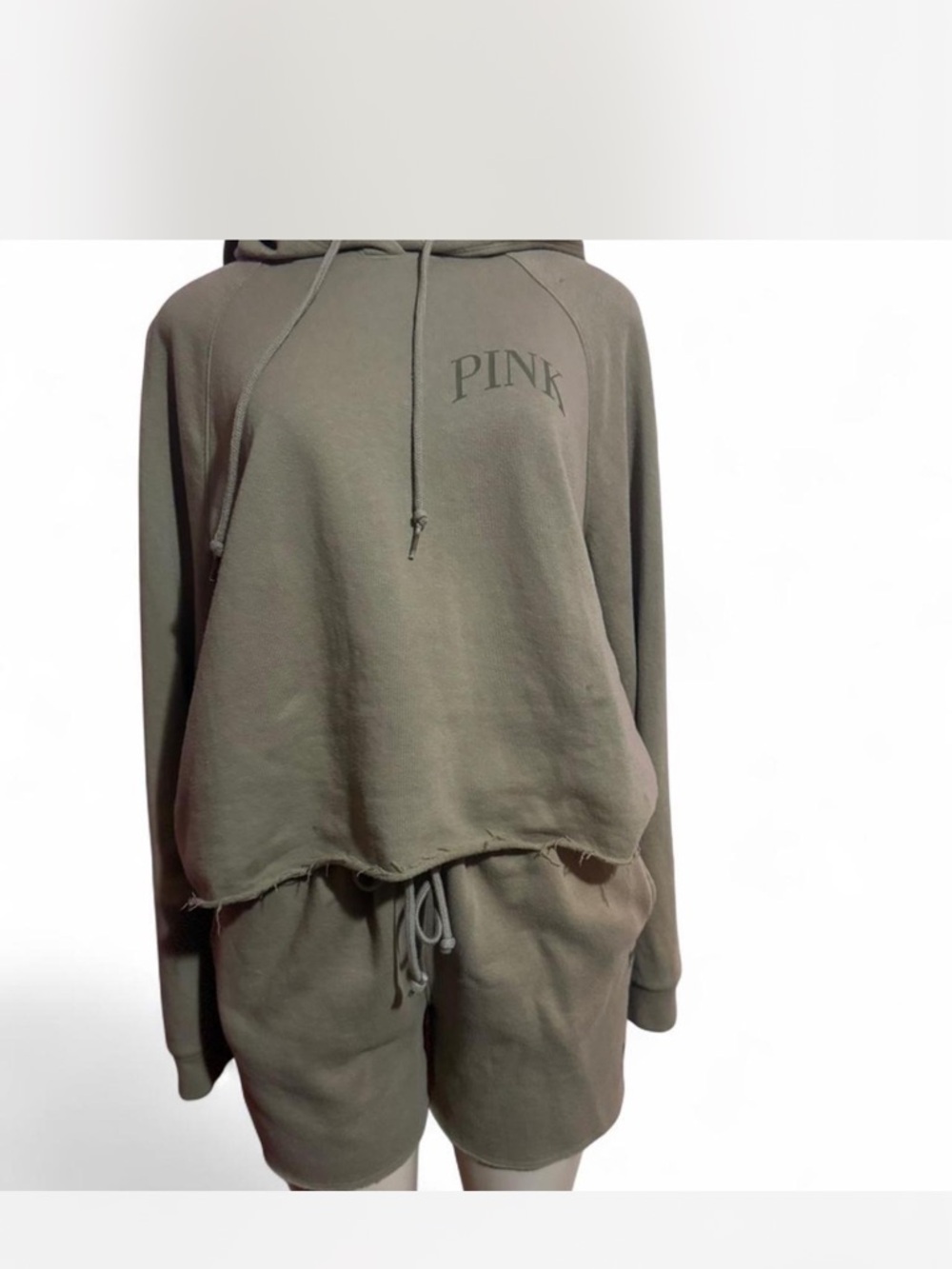 PINK Victoria's Secret Olive Green Fleece Hoodie Set - Picture 1 of 5